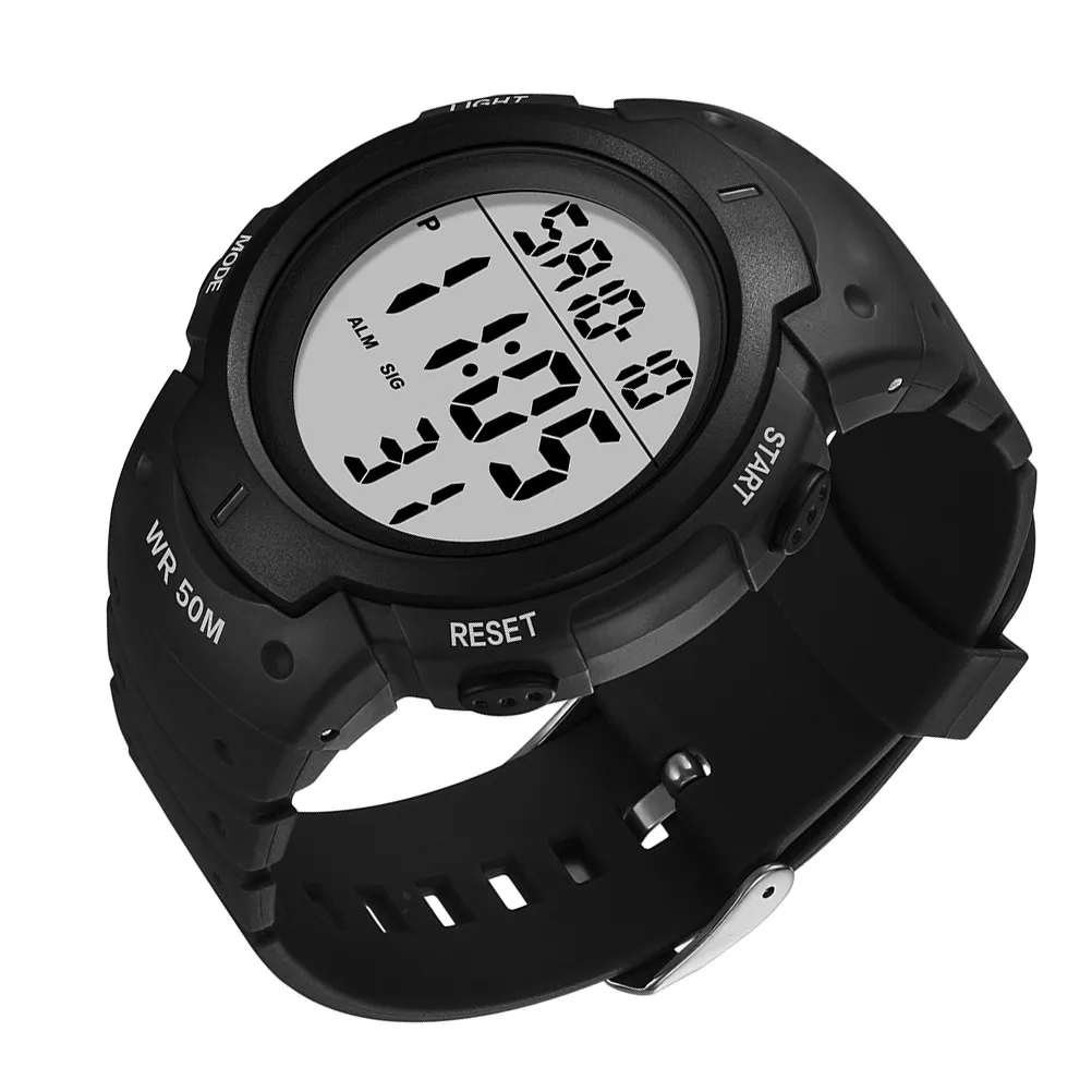 1Pcs Electronic Watch Waterproof Black Fashionable Luminous Sports Casual Wristwatch for Man Outdoor Activities