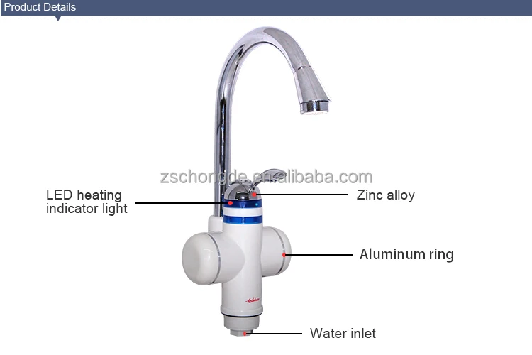 Water Heater 3000W Tankless Electric Water Heaters Instant Single Handle Water Heating Tap Faucet for Kitchen Bathroom