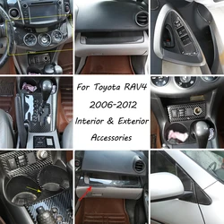 For Toyota RAV4 2006-2012 Soft Carbon Fiber Car Central Control Inner Handle Panel Interior Sticker Car Modification Accessories