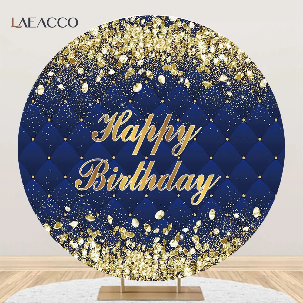 Gold Diamond Birthday Party Round Backgroung Cover Headboard Texture Photography Backdrop Aldult Birthday Family Photocall Prop