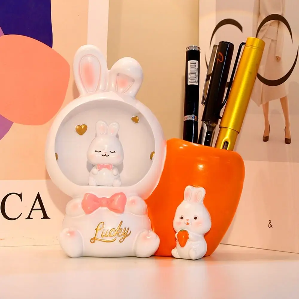 

Decorative Crafts Storage Bucket Pen Holder Cartoon Cute Pencil Organizer Carrot Rabbit Makeup Brush Holder Makeup Brushes