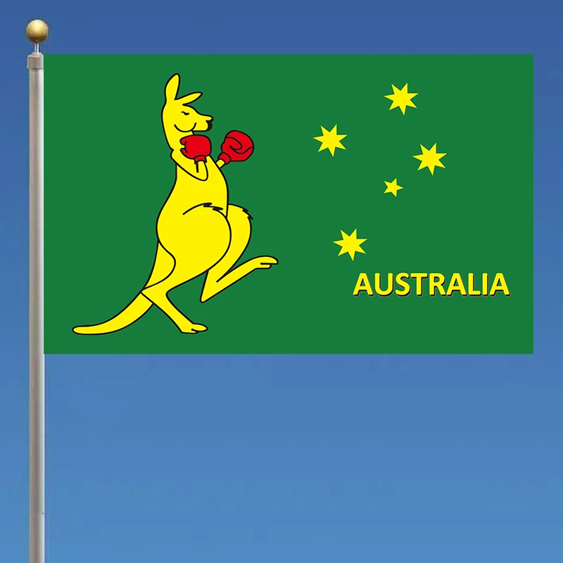 xvggdg   flag  Australian boxing kangaroo Flag  banner 3x5 FT 100D Polyester  custom printed flag