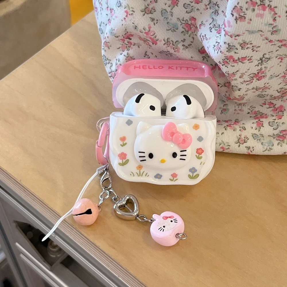 ثلاثية الأبعاد لطيف سانريو مرحبا كيتي حقيبة سماعة الاذن ل Airpods 1 2 3 4 Pro 2 سماعة لاسلكية تعمل بالبلوتوث سماعة الغطاء الواقي مع مفتاح سلسلة