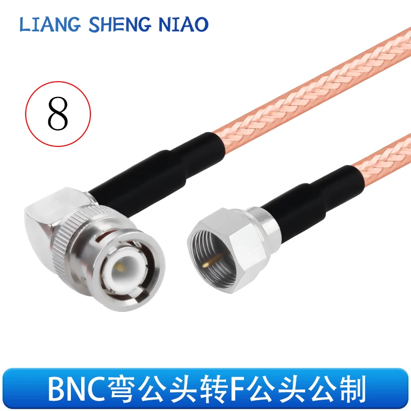 Cable de conexión RF RG142 Chapado en plata, doble blindado, Cable de conversión de cabeza hembra macho a F, Cable de extensión BNC a F