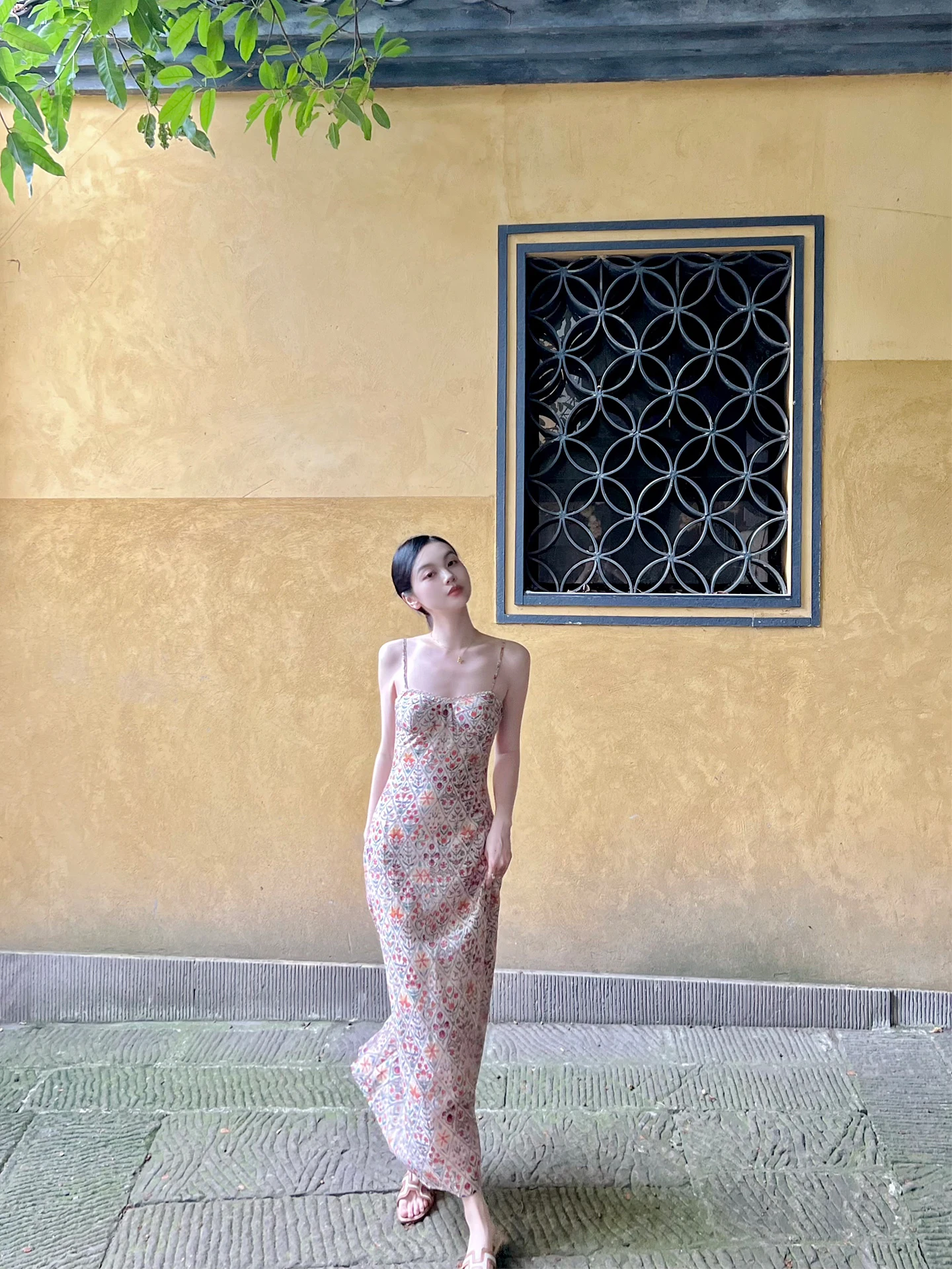 

FPOH French Sle Floral Print Maxi Dr Waist Cinched Strapl Skirt Beautiful Tea Break Gown Summer Long Evening Dr