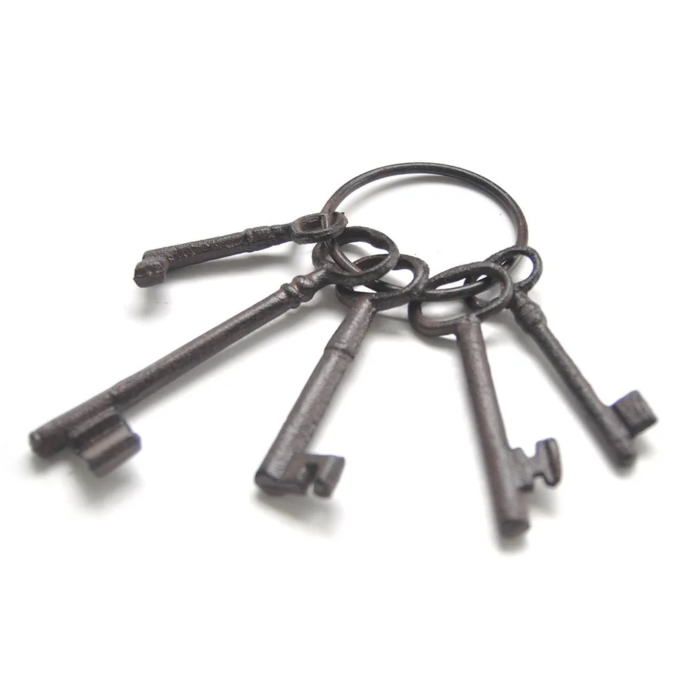 Porte-clés squelette Vintage en fonte, Style Antique, coffre au trésor de Pirate, ensemble de clés, 