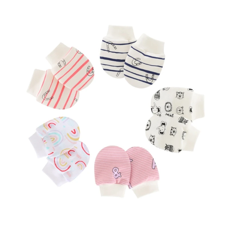 

Solid Color No Scratch Mitts Baby Anti Scratching Soft Cotton Gloves Newborn for Protection Face Scratch Hands Gloves