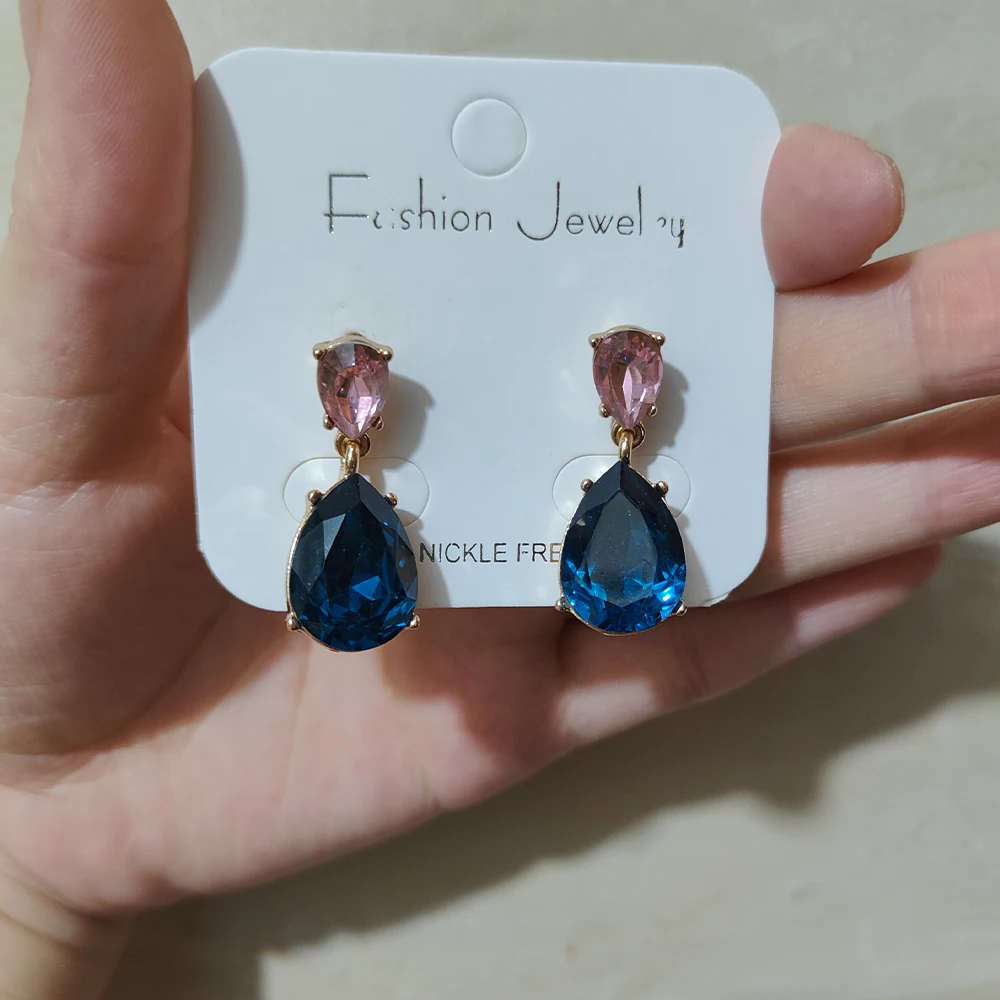 2024 Trend Fashion Jewelry Accessories Bridal Gift Delicate Amber Topaz Color Rhinestone Crystal Teardrop Earrings for Women
