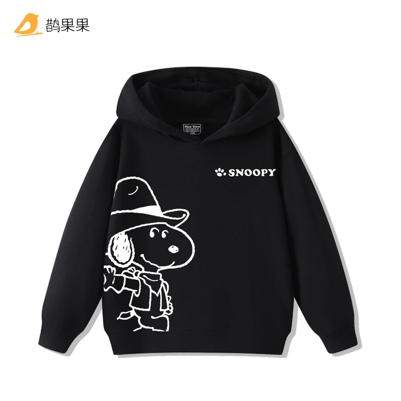 

Осенне-зимняя детская милая толстовка с капюшоном и длинными рукавами с принтом Снупи для мальчиков и девочек, модные топы для выхода