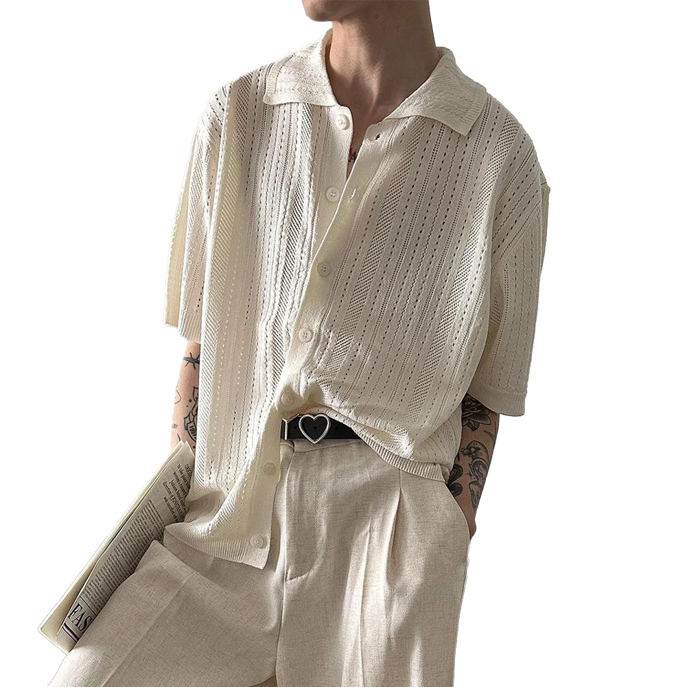 

For Casual Outings Lightweight Short Sleeve Korean Style Shirt 2XL All Match Men Shirt For Summer Korean Style