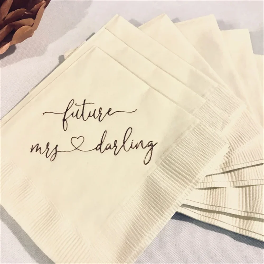 50PCS Future Mrs Personalized Bridal Shower Napkins - Bridal Shower - Rehearsal Dinner - Engagement Party Napkins