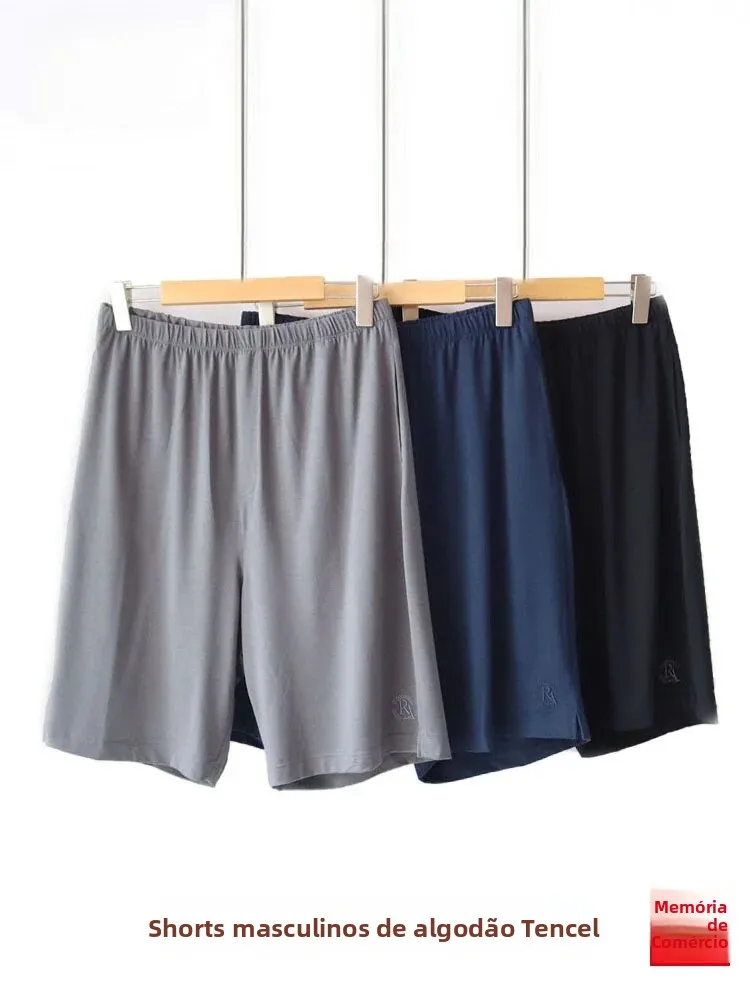 caser-men's-lyocell-air-conditioning-cotton-five-point-shorts-summer-thin-loose-home-shorts-cool-breathable-casual-home-wear