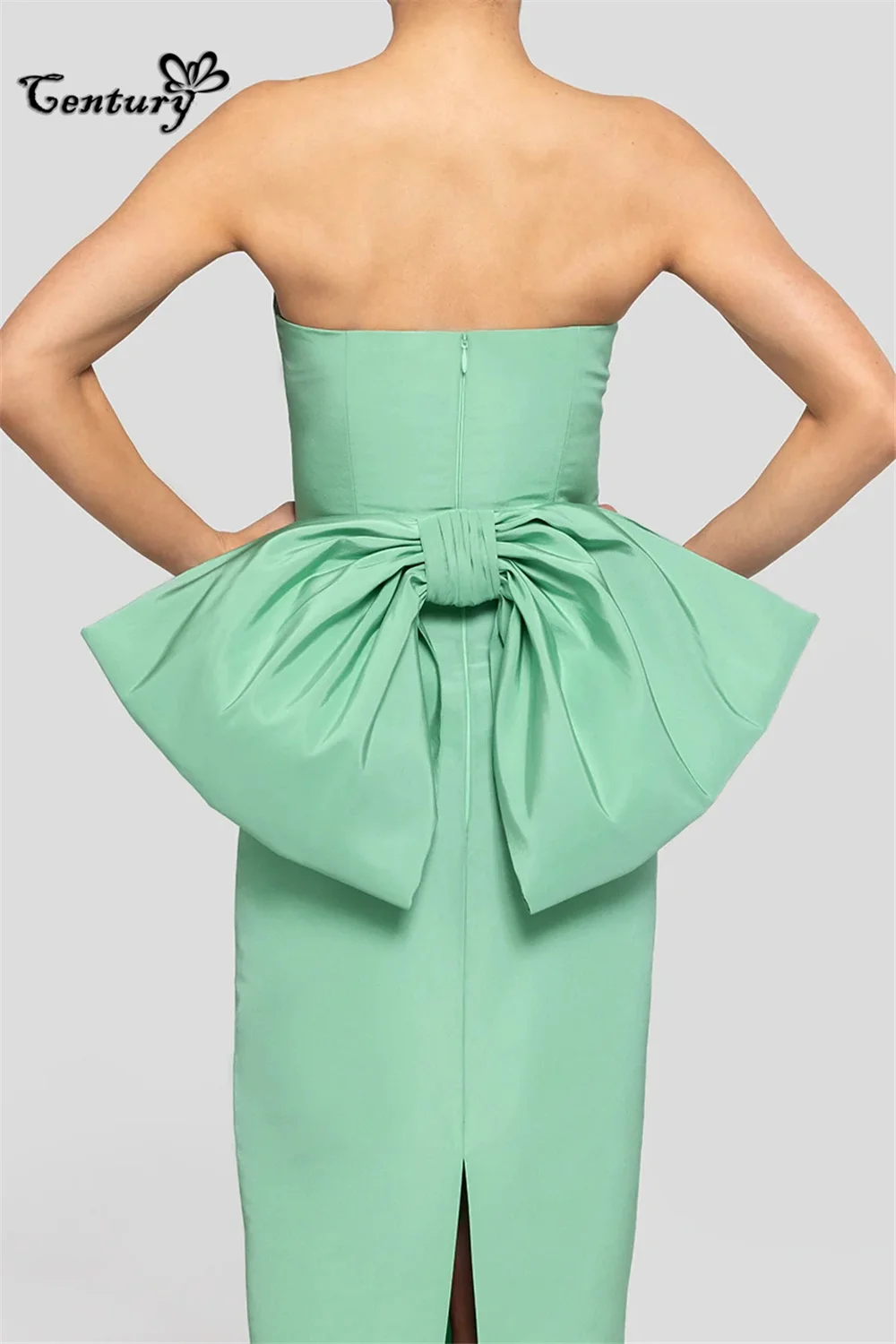 Mint Green Prom Dress with Big Bow Sweetheart Backless Floor Length Pageant Evening Gowns Robe De Soiree Customized