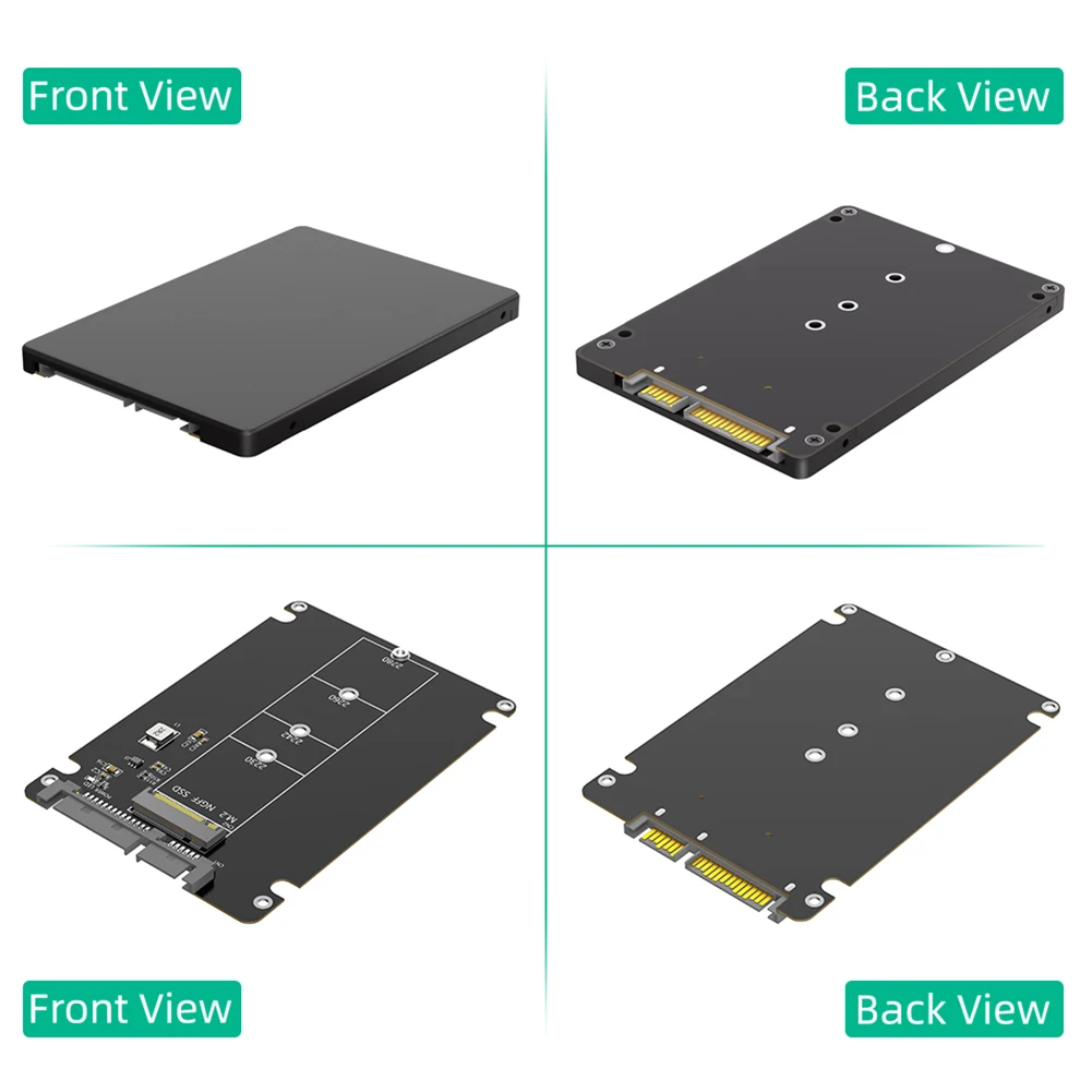 Obudowa M.2 NGFF B Key na dysk SSD SATA 2,5 cala 6 Gbps, obudowa na dysk twardy, obudowa M.2 SSD dla dysków 2230 2242 2260 2280 M.2 SSD