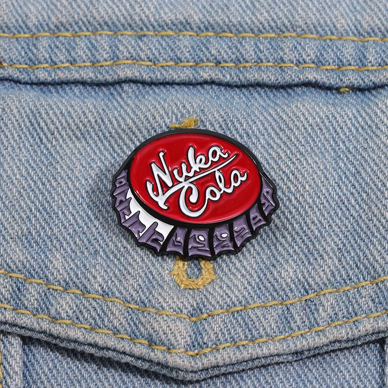 Creative Alphabet Bottle Cap Nuka Cola Enamel Pins Metal Enamel Pin Backpack Lapel Badges Jewelry Accessories Gift For Friends