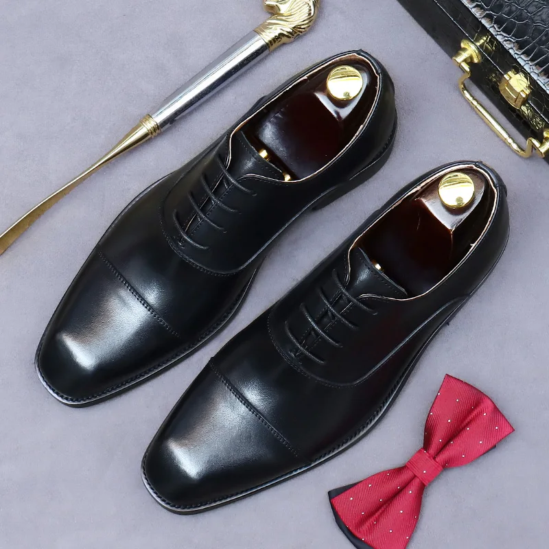 

Mens Genuine Leather Oxford Dress Shoes Classic Three Eyelet Business Formal Shoes All Season Comfortable Branded