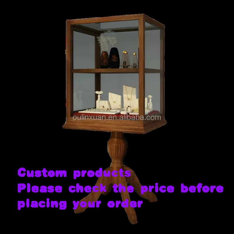 custom.Antique-style wooden base jewelry display cabinet - 2Glass display cabinet，With velvet base，Suitable display racks in