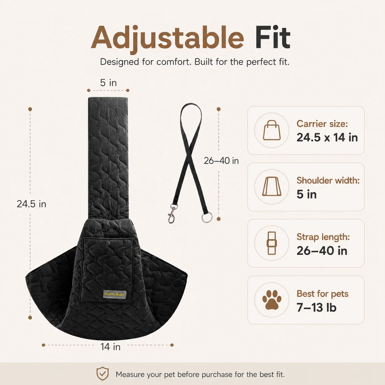 Small Pets Sling Carrier Bag, Hands Free Dog And Cat Padded Adjustable Pet Travel Crossbody Shoulder Bag, Pet Moving Backpack