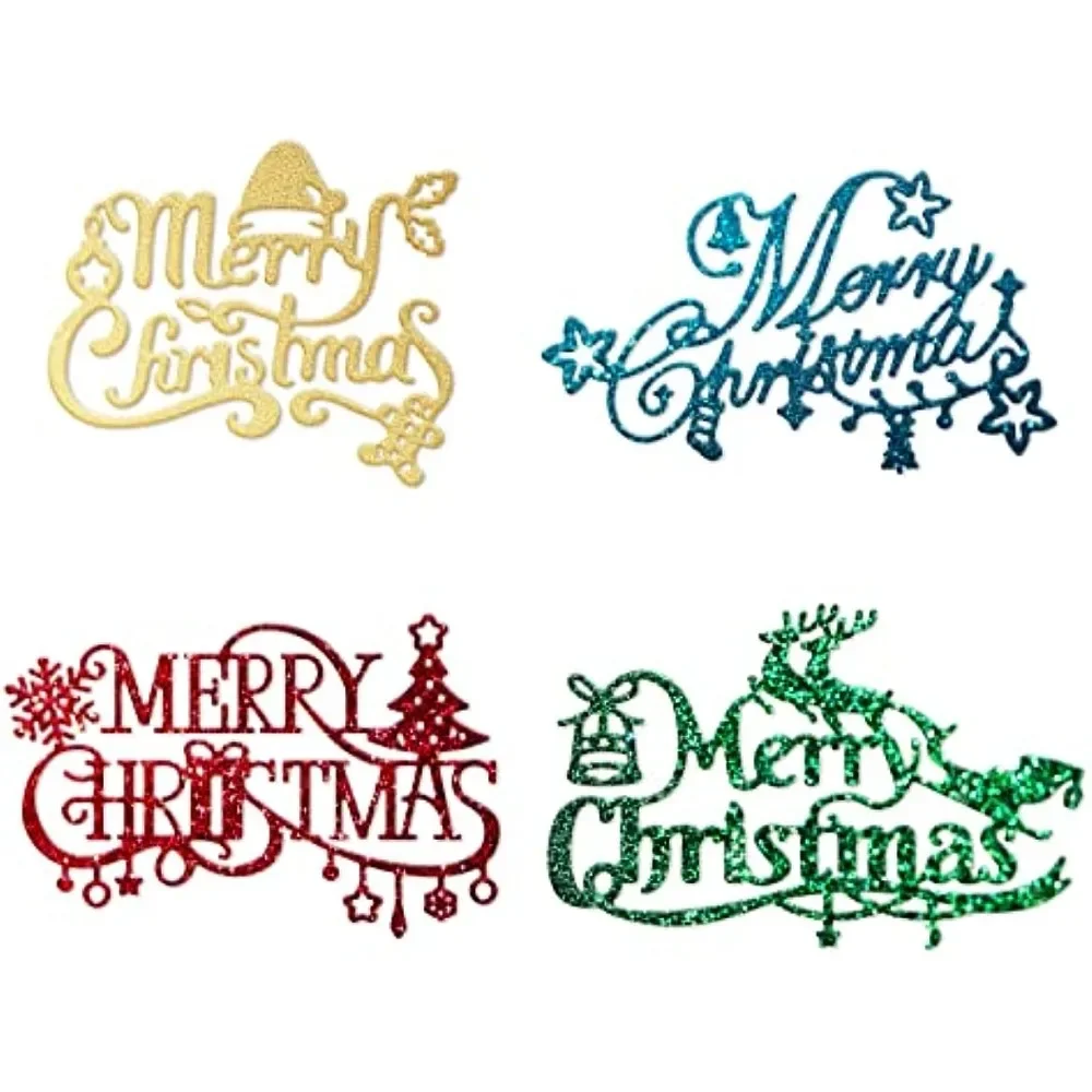 4pcs Large Merry Christmas Metal Cutting Dies Stencils Christmas Blessing Words for DIY Scrapbooking Album DecorativeCard Making