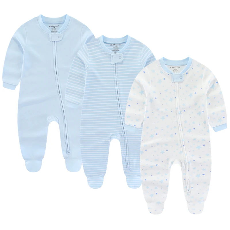 Ensemble 3 pièces de vêtements en coton pour bébé fille et garçon, combinaison à manches longues, fermeture éclair, automne, printemps