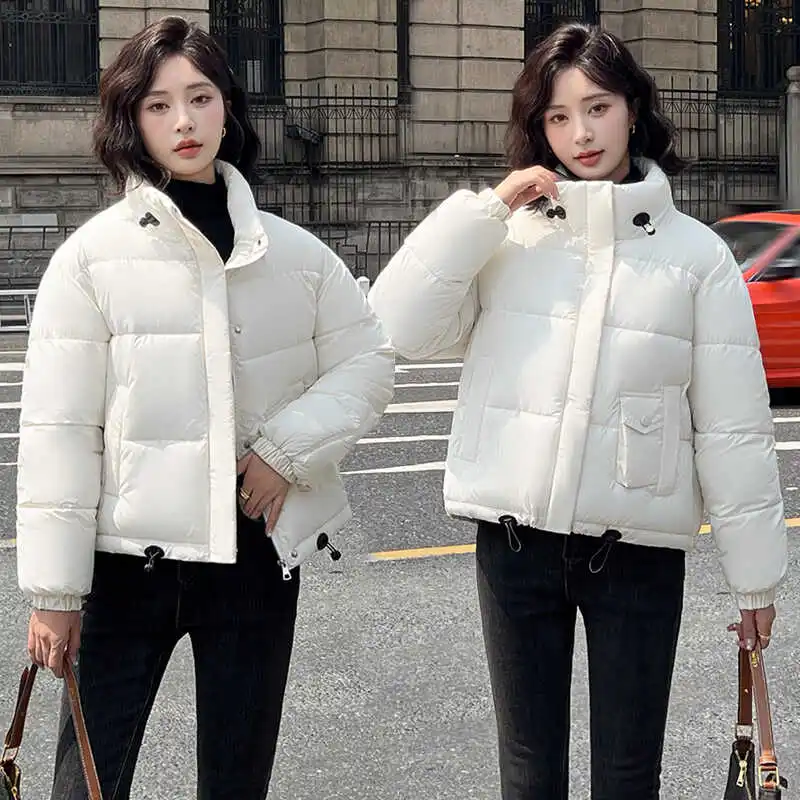 Down Cotton Coat Women's Clothing Winter New2024 Parka stand collar short Chic Outwear Thick Warm Bread Top Padded Jacket Female