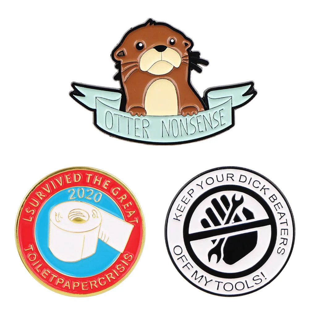 Otter Nonsense Lapel Pins for Backpacks Cool Badges on Clothes Enamel Pin Jewelry Accessories Brooches Badges for Briefcase Gift