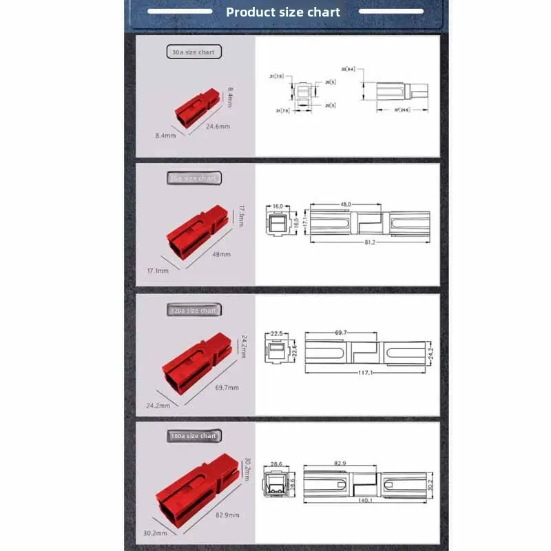 

1/5/10Set Anderson Type Single Pole15A 30A 45A 75A 120A 180　Ａ600V DC Battery Connector UPS Power Plug High Current Quick Plug