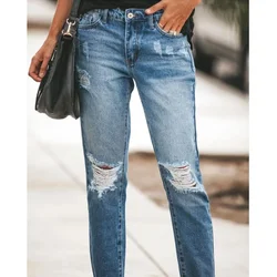 Women Jeans Wide Leg Ripped Hole Zipper Irregular Loose Straight Denim High Waist Chic Womens Streetwear Daily Wide Leg Pants