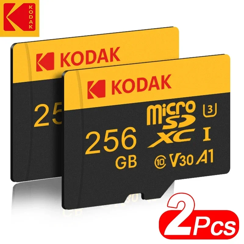 2 pezzi Kodak Original 256GB scheda Flash ad alta capacità schede Micro SD Ultra Micro TF Memory Card Micro Card con adattatore SD gratuito