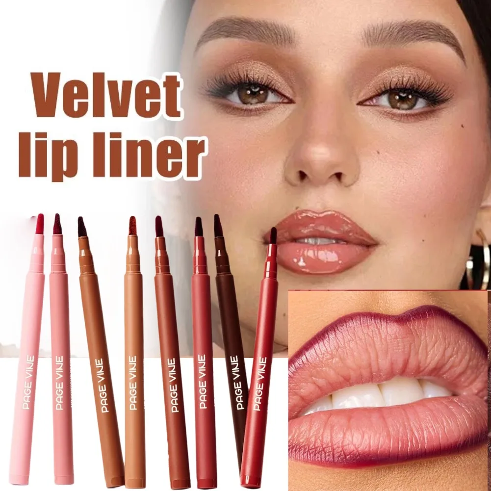 8 colores duraderos a prueba de manchas labio maquillaje profesional delineador de labios de terciopelo taza antiadherente tinte de contorno rojo desnudo cosméticos de lápiz labial