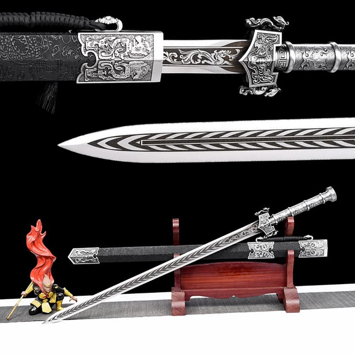 

104cm Medieval Chinese Han sword True steel combat preparation Sharp samurai sword Weapons katana Ninja training Kung Fu Martial
