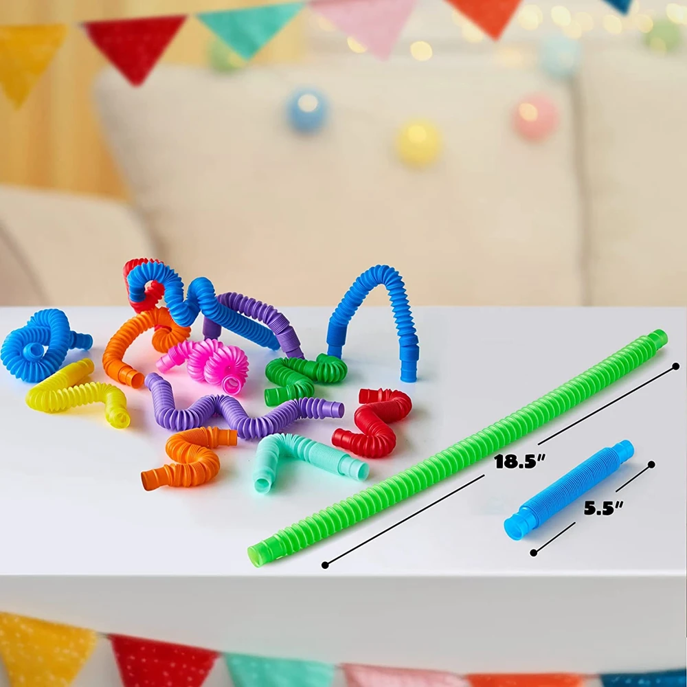 Pop Tubes Fidget Toys pour les tout-petits, Soufflet mentaires oriel, Soulagement de l'anxiété, Souligné, Cadeaux de fête pour les enfants, TDAH, 8 pièces