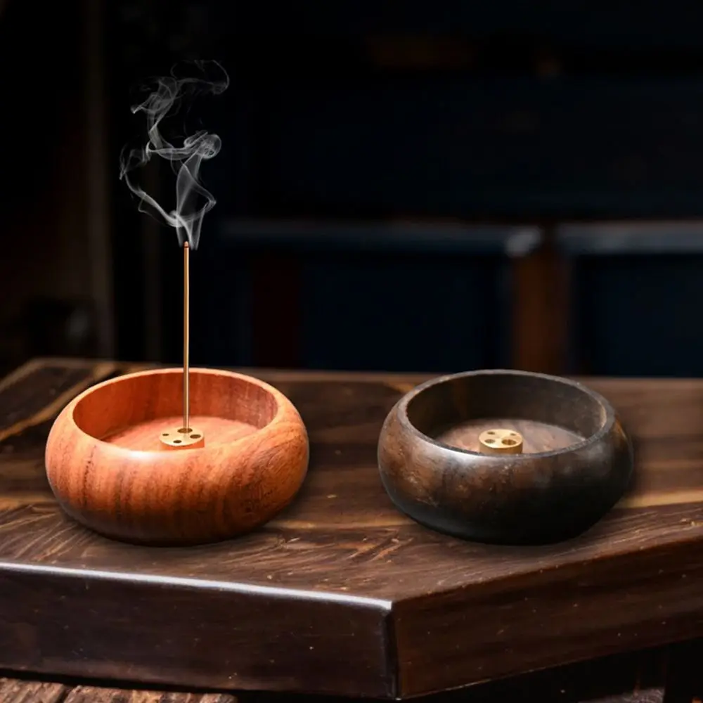 Soporte de incienso de madera Multicolor, Mini quemador de incienso con forma de cuenco tallado Sutra en forma de corazón, función aromática de madera, incensario con forma de cuenco