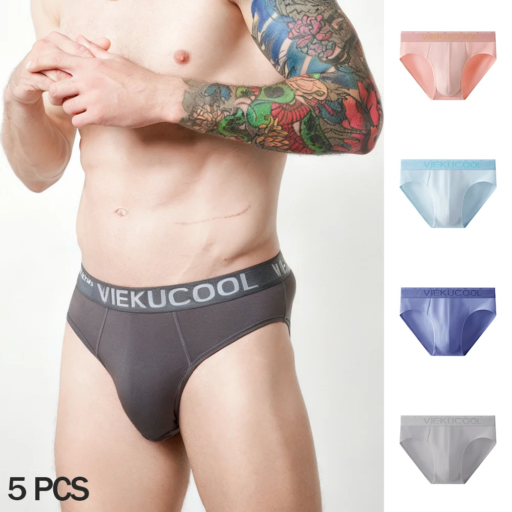 

5Pcs Men's Briefs Men Bulge Pouch Plus Size Underwear Boy Comfortable Underpants Male Thin Breathable Triangle Panties L-5XL