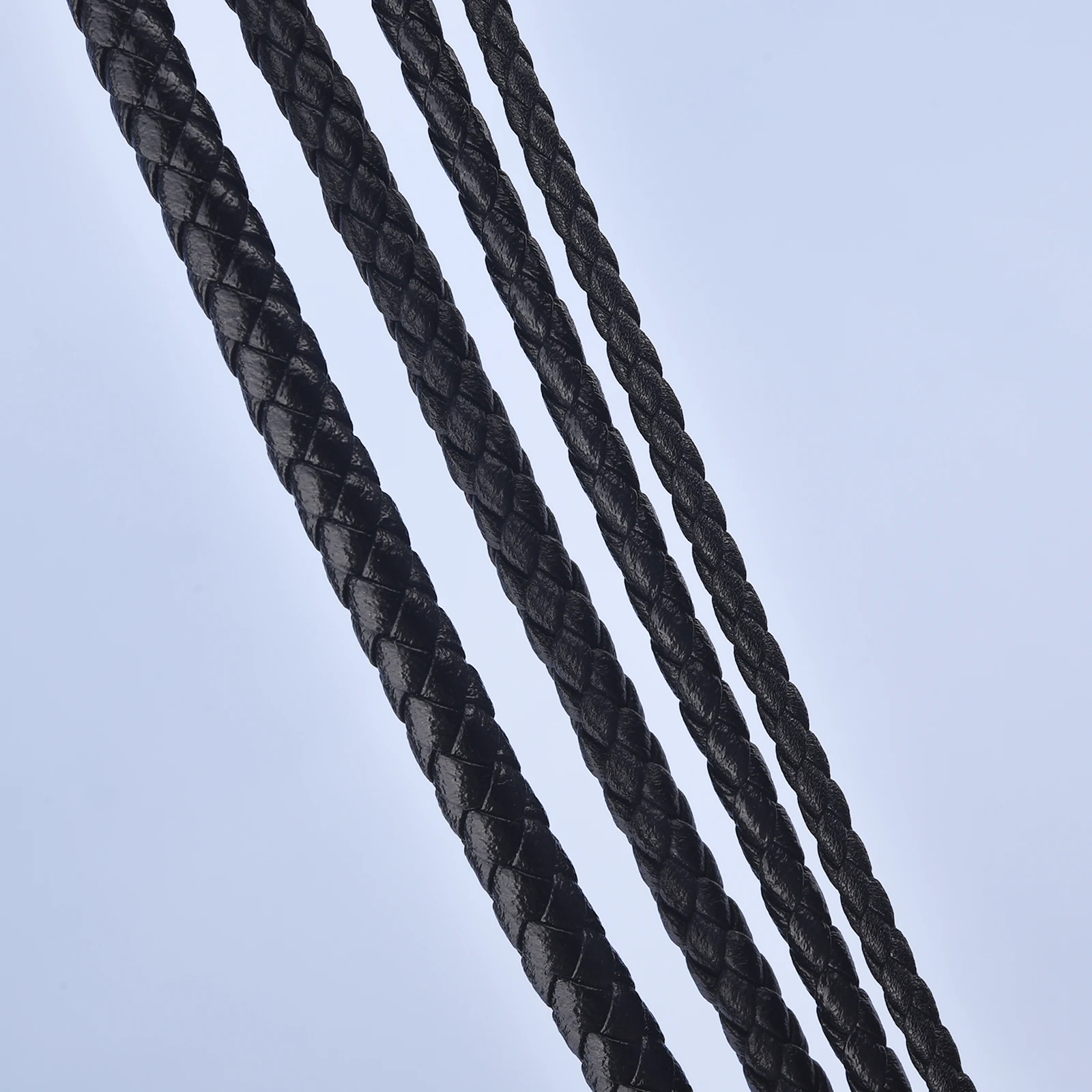 45/50/60cm 1.5-6mm Leather Necklace Cord Waxed Rope Leather Cord Stainless Steel Clasp Connector Chain Men Women DIY Jewelry