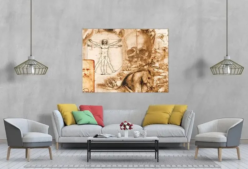 Leonardo Da Vinci Vitruvian Adam Canvas Art Print Wall Decor