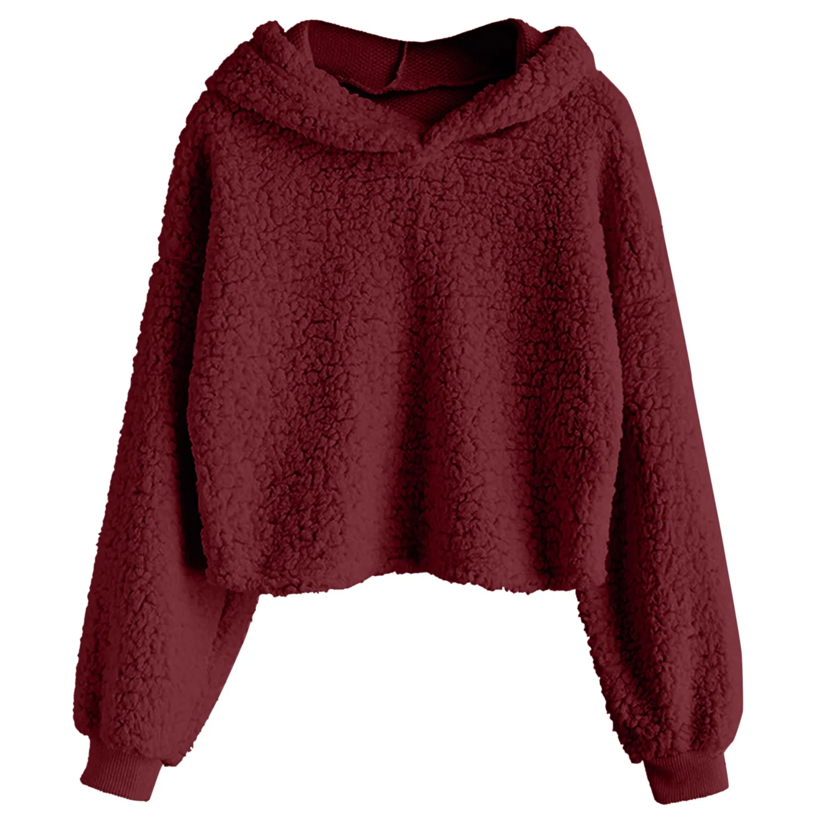 

Women Solid Short Hoodie Pullover Fashion Long Sleeve Sweatershirt Tops Coat Winter Warm Coats Autumn Winter Jackets Streetwear
