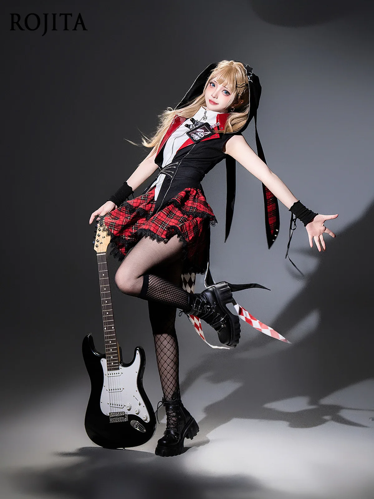 

Rock Bunny Original Lolita Dark Subculture Gothic Punk Style Lolita Jacket and Top and Skirt Sets Three-piece Sets Women Outfits