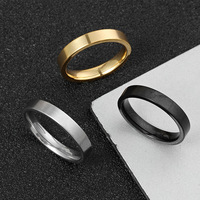 4mm Simple Smooth Stainless Steel Rings for Women Men Metal Plain Ring Basic Wedding Band Couple's Finger Jewelry Birthday Gifts