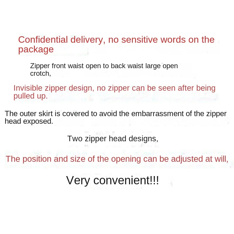 Cotton Double Layer Bottoming Skort Invisible Zipper Open-Seat Pants Women's Large Open Outdoor Convenient Pants Couple Sex Tool