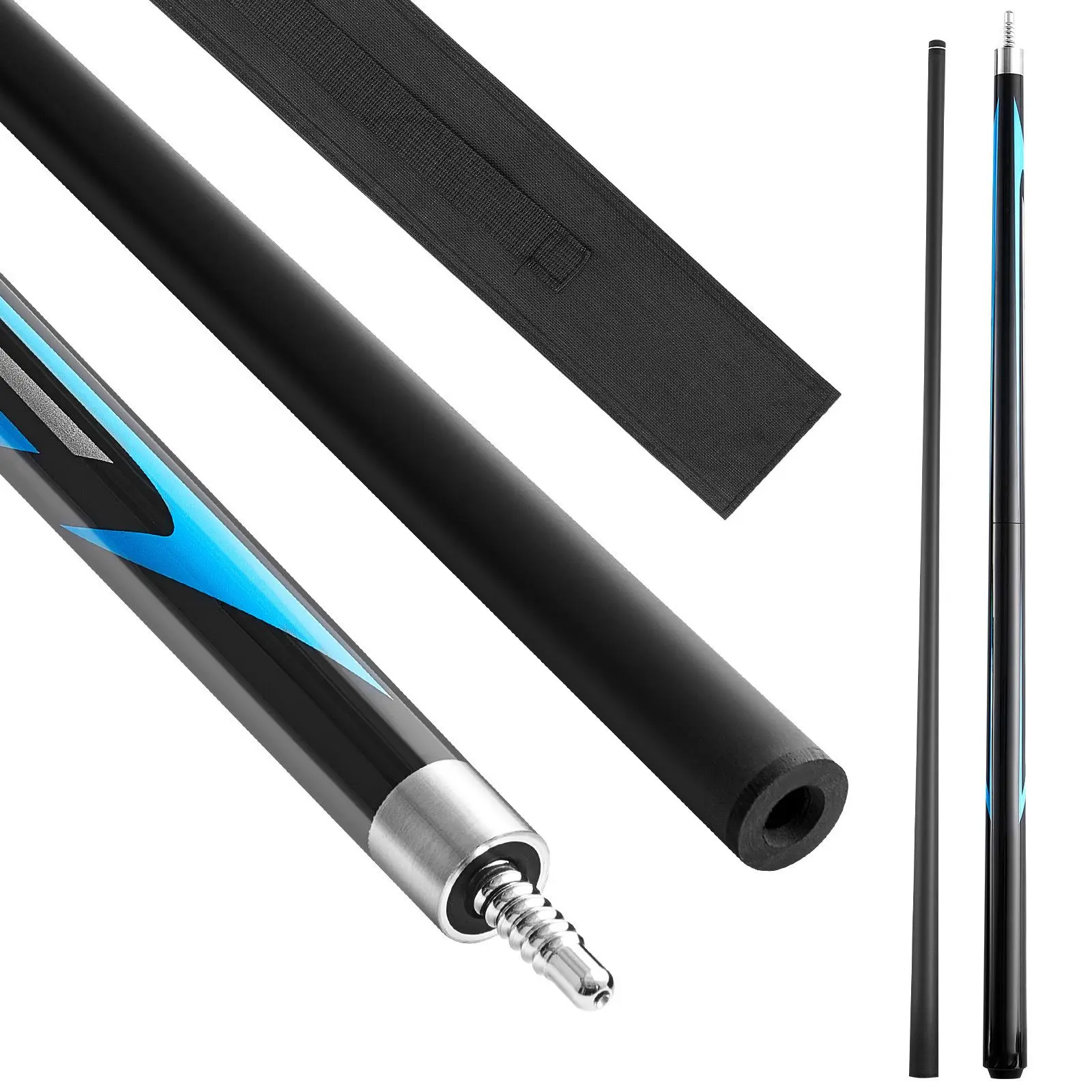 Pool Cue, 1 Piece Jump Break, 58 inch & 19.5 oz Stick, with Carbon Fiber Shaft & Maple Butt, Heavy Hitter Billiard for Adult