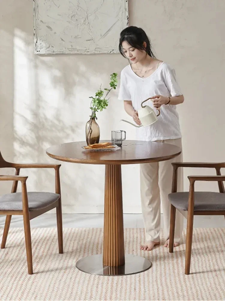 Juegos de mesa de centro de comedor redonda, silla de madera, sala de estar minimalista, mesa de diseño, consola Huismeubilair, muebles modernos