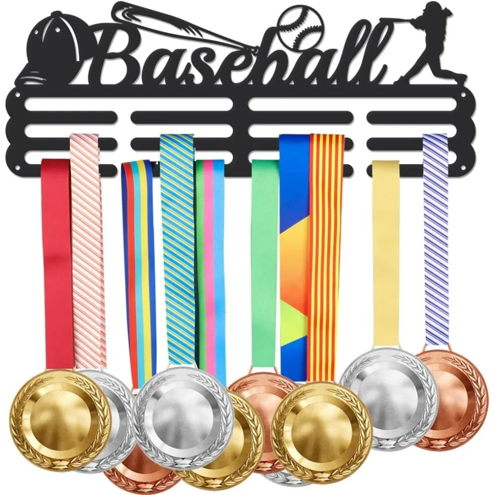 

Baseball Medal Hanger Display Sports Race Medals Holder Rack Wall Mount Iron Ribbon Hook Hanger Decor Awards Ribbons Holder