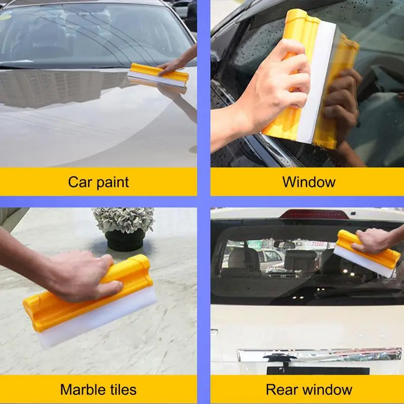 Car Glass Squeegee T-Bar Shower Squeegee Automotive Cleaning Tool Car Dryer Double Row Silicone Squeegee For Car Home Use