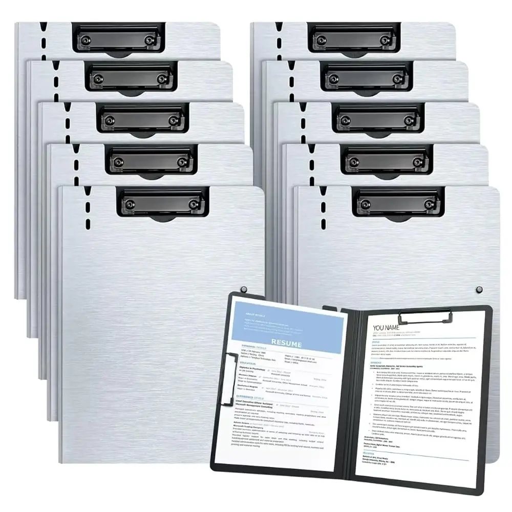 

Free Shipping-A4 Clipboard,10 Pack Foldable Clipboards with Two Clips File Document Organiser (Grey)
