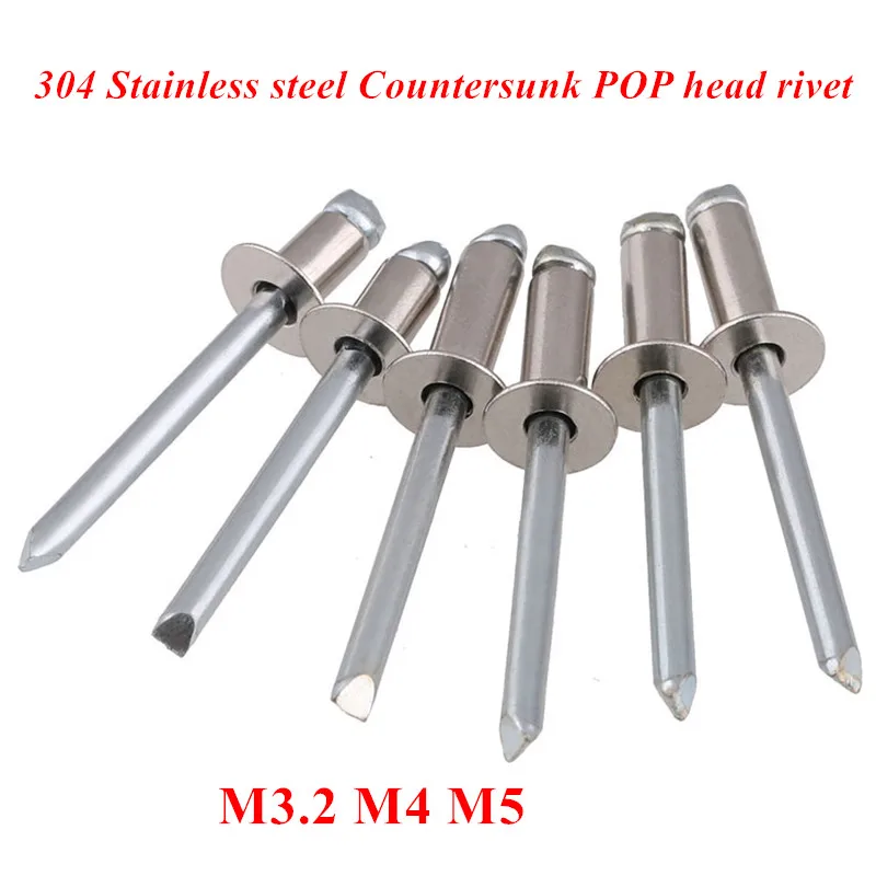 

304 Stainless Steel M3.2 M4 M5 Countersunk Blind Rivet Pop Round Head Decoration Nail Rivet Exhaust Rivet Pop Pull Rivet