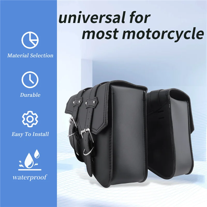 

2Pcs Universal Motorcycle Bags PU Leather Saddle Bag For Sportster XL883 XL1200 Cruiser Side Storage Tool Pouche-AB36