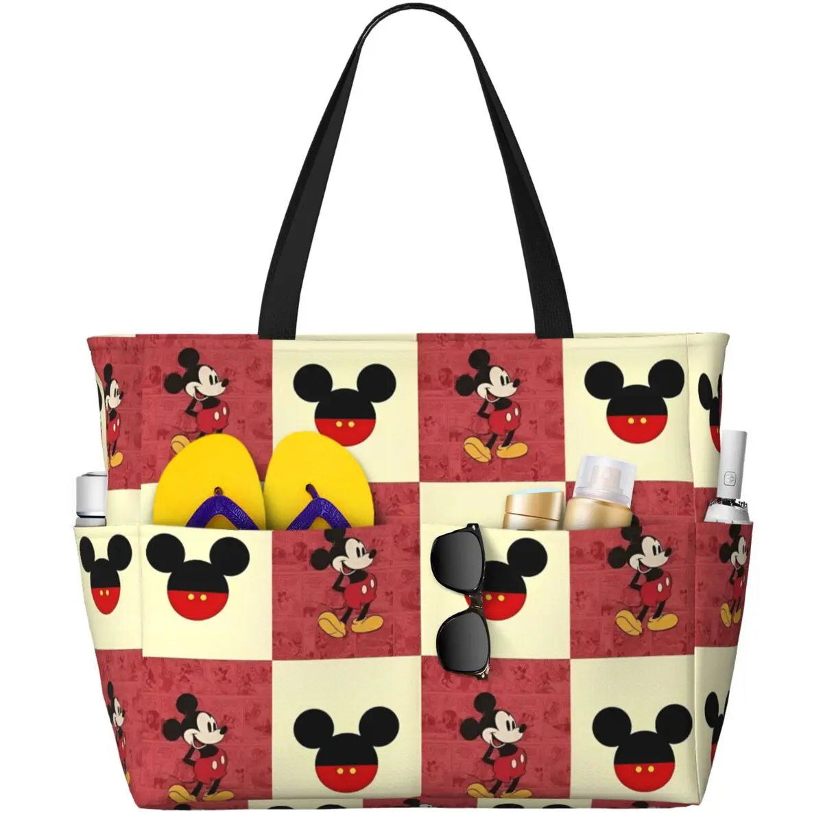 

Mickey Mouse Head Large Beach Tote Bag Women Minnie Mouse Sandproof Tote Bags for Travel