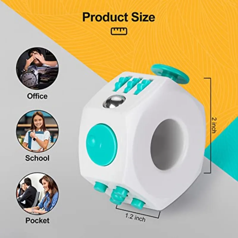 6 Sided Finger Spinning Ring Cube Toy Relieve Stress Roller Sensory Toy for Adults&kids ADD ADHD and Improve Focus