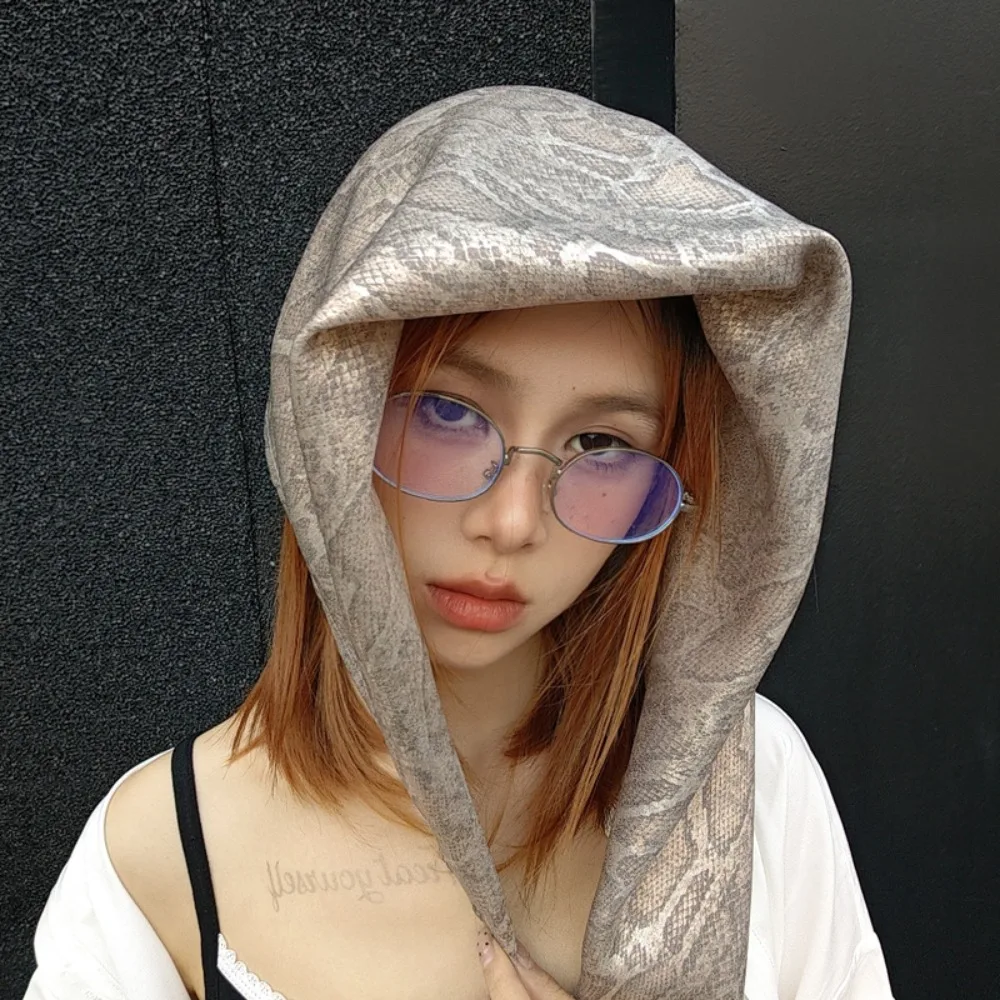 Mode Y2K Snake Print Haar Schal Hip Hop Weiche Serpentin Haarband Quadrat Turban Schlange Punk Bandana Mädchen